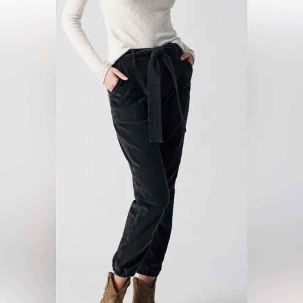 Faherty women’s Orion Black Ankle Pants small tie waist